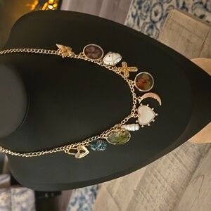 Elegant Gold Necklace with Colorful Charms